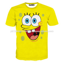 Bob esponja personaje de dibujos animados amarillo camiseta estampada de algodón camiseta